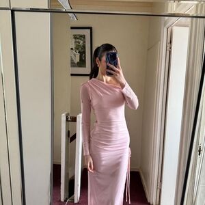 Elegant Pink Long Sleeve Dress
